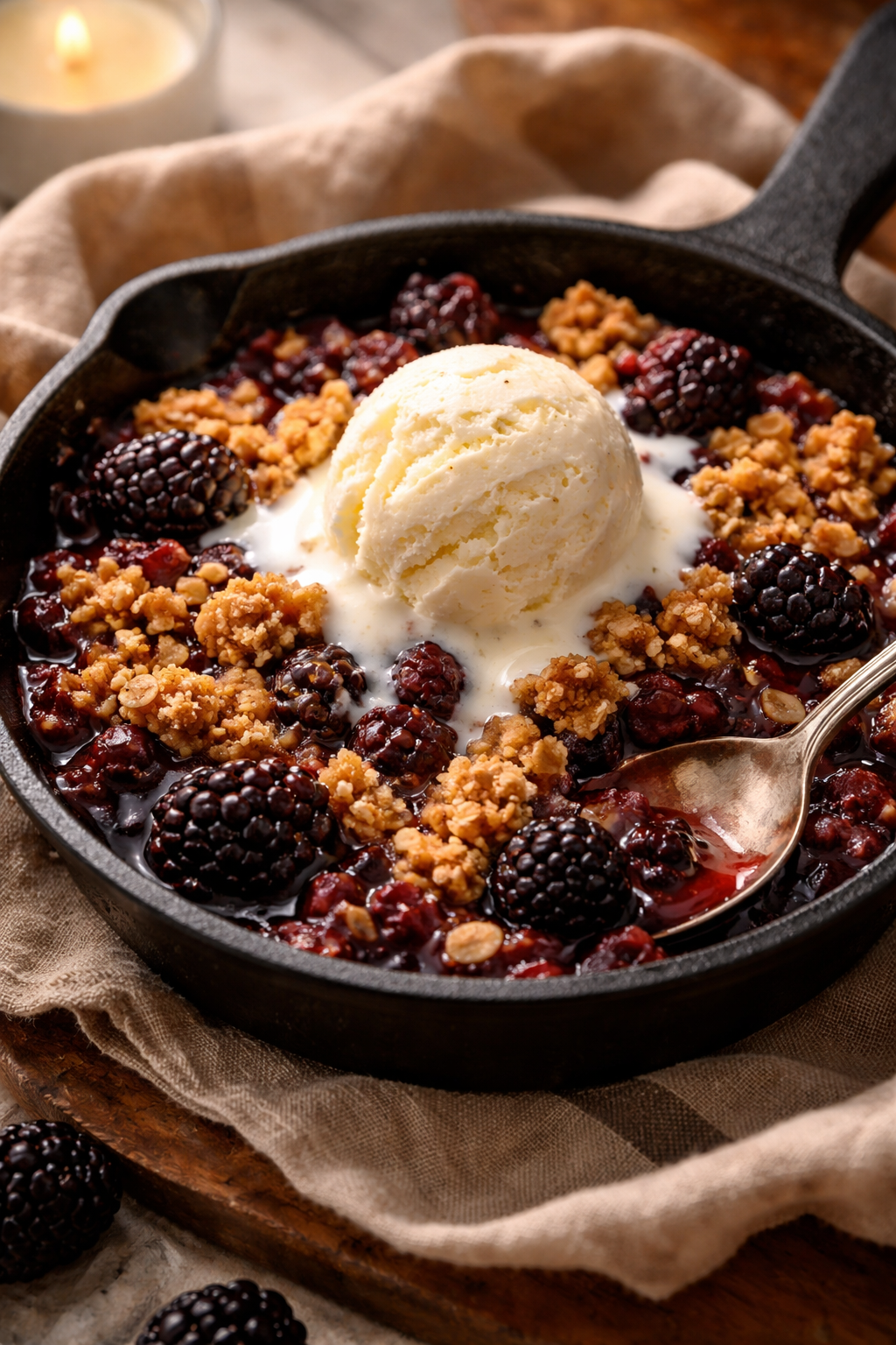 🍨 Warm Blackberry Vanilla Skillet Crisp