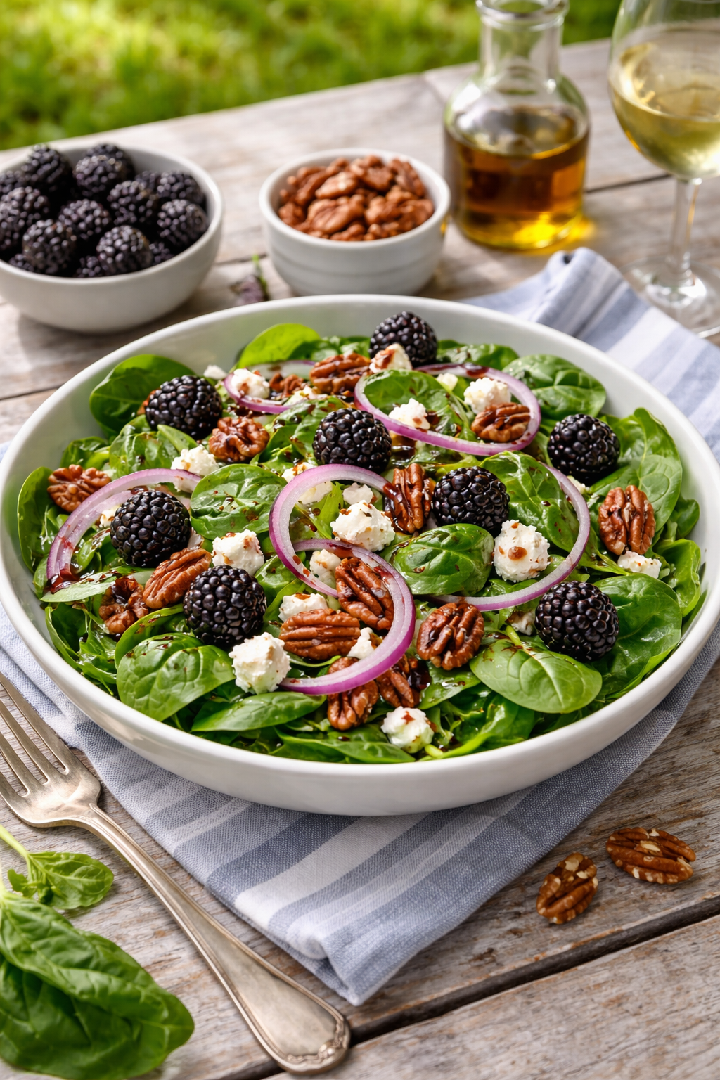 Spinach, Blackberry Vanilla & Goat Cheese Salad 🥗🫐