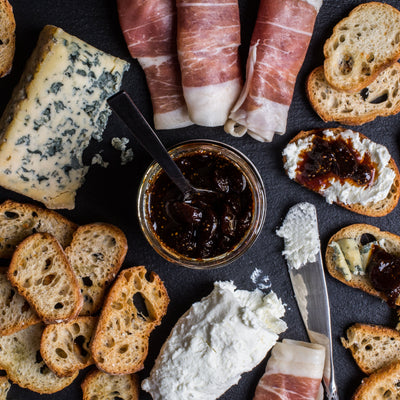 Our fig jam - Figs and Black Tea - pairs well with just about any good cheese or cured meats.