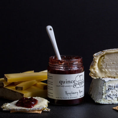 Pair our Raspberry Rose raspberry jam with soft creamy cheeses, nutty Gruyere or sweet blues.